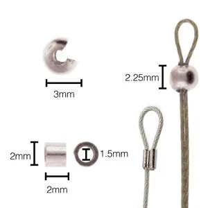 (image for) Silver Plated Crimp Tubes 2mm & 3mm Smooth Crimp Covers, * 24 of each