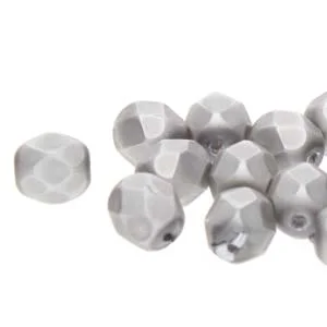 (image for) Czech Fire Polish 4mm-Glass Pearls Silver Matte * 100 Bead Strand