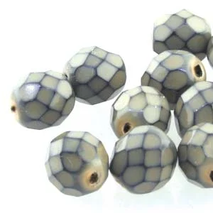 (image for) Czech 8mm Fire Polish Round - Snake Sand