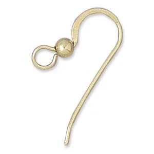(image for) 14K Gold Filled - Flat Fish Hook Ear Wire with 3 mm Bead * One Pair