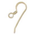 (image for) 14K Gold Filled - Flat Fish Hook Ear Wire with Coil * One Pair