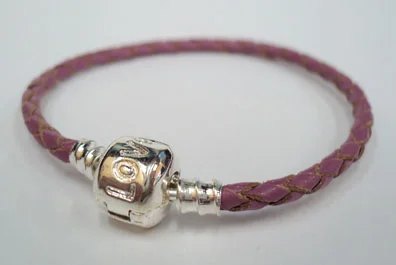 (image for) European Style Bracelet-Lavender Braided Leather-6.5"