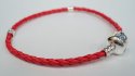 (image for) European Style Bracelet-Red Braided Leather-8"