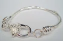 (image for) European Style Bracelet-Silver Plate Snake Chain w/ Heart-8.5"