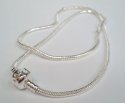 (image for) European Style Necklace-Silver Plate Snake Chain w/ Stoppers-21"