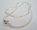 (image for) European Style Necklace-Silver Plate Snake Chain w/ Stoppers-21"