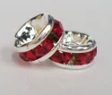 (image for) 4mm Silver Plate Rhinestone Rondelle-Light Siam 100 pack