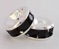 (image for) 6mm Silver Plate Rhinestone Rondelle-Jet 100 pack