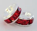 (image for) 6mm Silver Plate Rhinestone Rondelle-Light Siam 100 pack