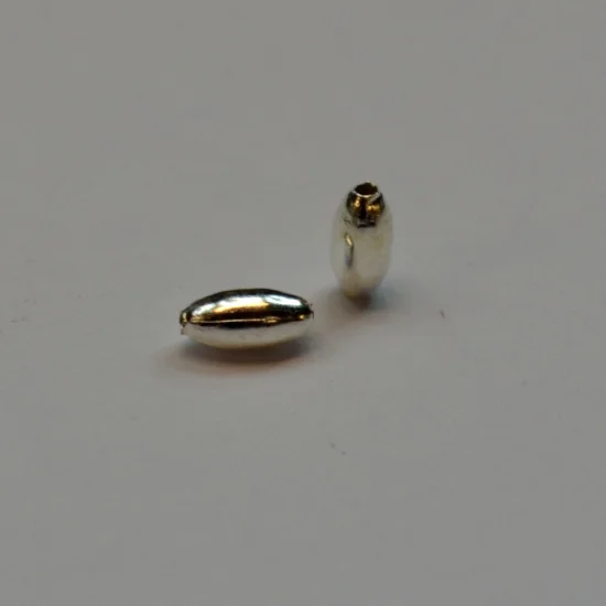 (image for) Silver Plate - 5mm x 2.5mm Smooth Oval Spacer Beads *100 Beads