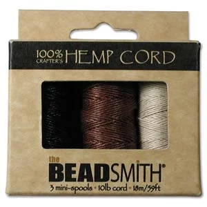 (image for) Hemp 10lb Test-Box of 3 Mini Spools in Three Neutral Colors