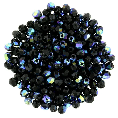 (image for) Czech Fire Polish 2mm-Jet Black Opaque AB