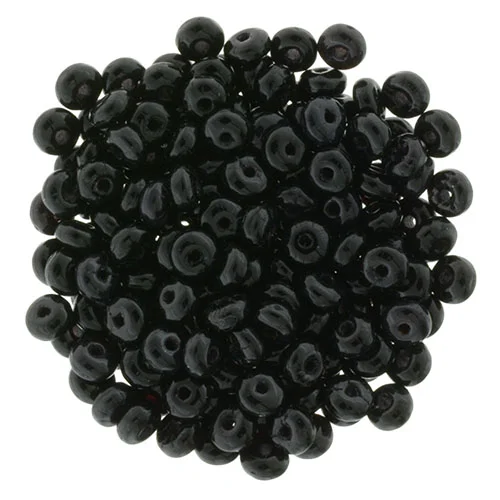 (image for) Czech 3mm Rondelle-Jet Black Opaque * Strand of 100 Glass Beads