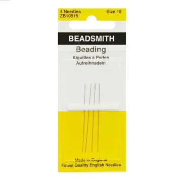 (image for) BeadSmith Beading Needles-Size 15 Regular * 4 Needle Package