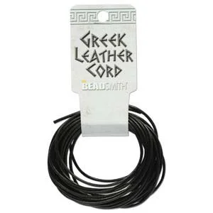 (image for) Black Greek Leather - 2mm Diameter Round - 5 Meters