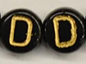 (image for) 6mm Black Glass Letter Bead - "D" - 100 Pack