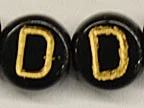 (image for) 6mm Black Glass Letter Bead - "D" - 100 Pack