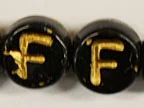 (image for) 6mm Black Glass Letter Bead - "F" - 100 Pack