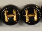 (image for) 6mm Black Glass Letter Bead - "H" - 100 Pack