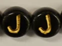 (image for) 6mm Black Glass Letter Bead - "J" - 100 Pack