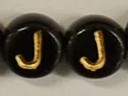 (image for) 6mm Black Glass Letter Bead - "J" - 100 Pack