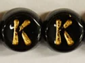 (image for) 6mm Black Glass Letter Bead - "K" - 100 Pack