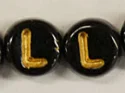 (image for) 6mm Black Glass Letter Bead - "L" - 100 Pack