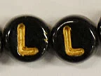 (image for) 6mm Black Glass Letter Bead - "L" - 100 Pack