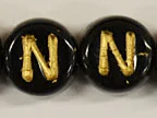 (image for) 6mm Black Glass Letter Bead - "N" - 50 Pack