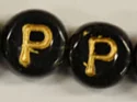 (image for) 6mm Black Glass Letter Bead - "P" - 100 Pack