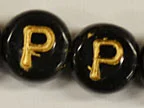 (image for) 6mm Black Glass Letter Bead - "P" - 100 Pack