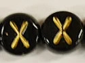 (image for) 6mm Black Glass Letter Bead - "X" - 100 Pack