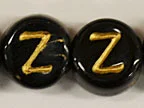 (image for) 6mm Black Glass Letter Bead - "Z" - 100 Pack