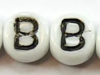 (image for) 6mm White Glass Letter Bead - "B" - 50 Pack
