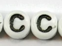 (image for) 6mm White Glass Letter Bead - "C" - 50 Pack