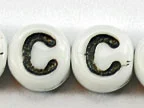 (image for) 6mm White Glass Letter Bead - "C" - 50 Pack