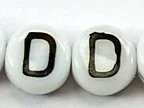 (image for) 6mm White Glass Letter Bead - "D" - 50 Pack