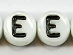 (image for) 6mm White Glass Letter Bead - "E" - 100 Pack