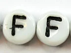 (image for) 6mm White Glass Letter Bead - "F" - 100 Pack