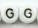 (image for) 6mm White Glass Letter Bead - "G" - 25 Pack