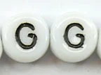 (image for) 6mm White Glass Letter Bead - "G" - 25 Pack
