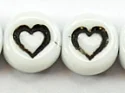 (image for) 6mm White Glass Letter Bead - "Heart-Shape" - 100 Pack