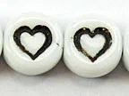 (image for) 6mm White Glass Letter Bead - "Heart-Shape" - 100 Pack