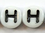 (image for) 6mm White Glass Letter Bead - "H" - 100 Pack
