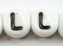 (image for) 6mm White Glass Letter Bead - "L" - 50 Pack