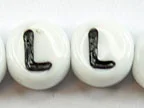(image for) 6mm White Glass Letter Bead - "L" - 50 Pack