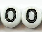 (image for) 6mm White Glass Letter Bead - "O" - 100 Pack