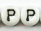 (image for) 6mm White Glass Letter Bead - "P" - 50 Pack