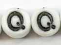 (image for) 6mm White Glass Letter Bead - "Q" - 100 Pack