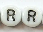 (image for) 6mm White Glass Letter Bead - "R" - 100 Pack